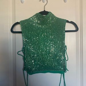 Hours Sparkly Green Crop Top